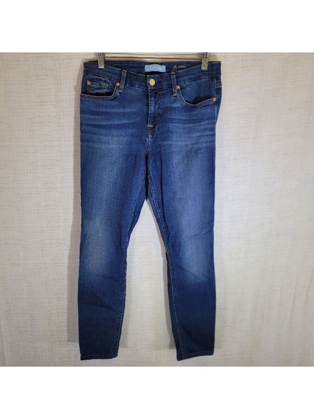 7 For All Mankind Jeans Womens 28 The Ankle Skinny Medium Wash Denim Stretch